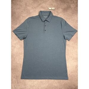 Structure Polo Shirt Mens‎ Small Blue Slim Fit Core Luxe Short Sleeve Button Up